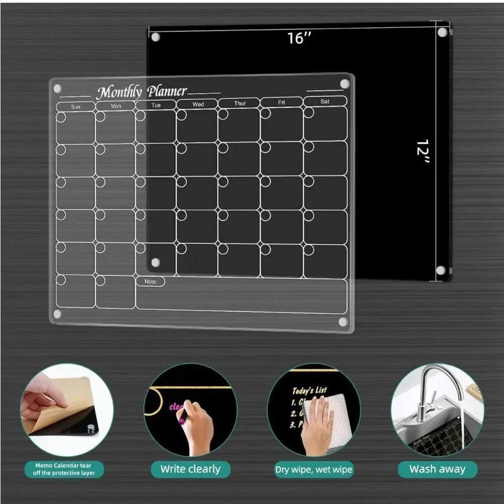 NEW GXIN Magnetic Acrylic Calendar & Memo Board Set | 16x12